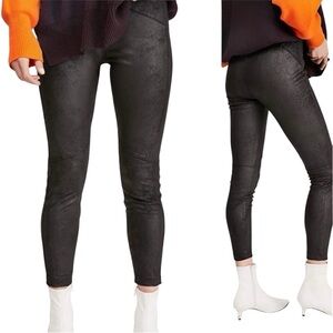 Free People Midnight Vegan Suede Faux Leather Stretch Leggings Size Medium